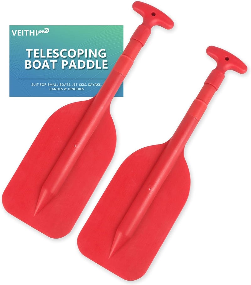 VEITHI Boat Paddle Telescoping Collapsible Oar for Boat Anti Slip Aluminum Plastic Canoe Paddles 2 Pack Small Tubing Floats Oars Row and Safety Boat Accessories for Kids and Adults(6Color) - Image 1